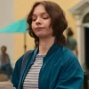 A Good Girl’s Guide to Murder Emma Myers Blue Bomber Jacket
