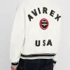 Avirex Stadium Embroidered Leather Varsity Jacket Back