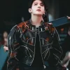 BTS World Tour Stanford Jungkook Black Biker Jacket