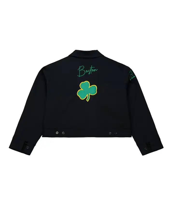 Boston Celtics Black Mechanic Cropped Full-Zip Jacket For Sale