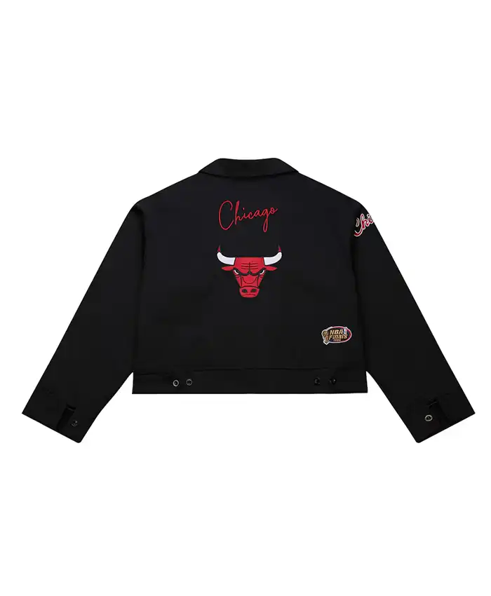 Chicago Bulls Black Mechanic Cropped Full-Zip Jacket For Sale