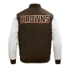 Cleveland Browns Classic Brown and White Varsity Jacket Back