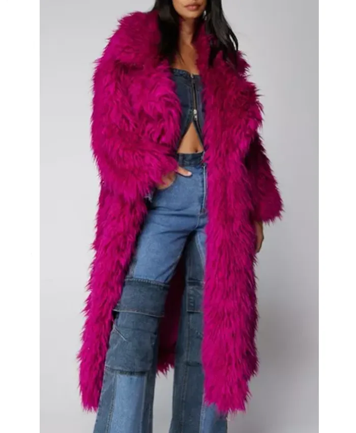 Elsbeth Tascioni Elsbeth S03 Shaggy Pink Coat For Sale