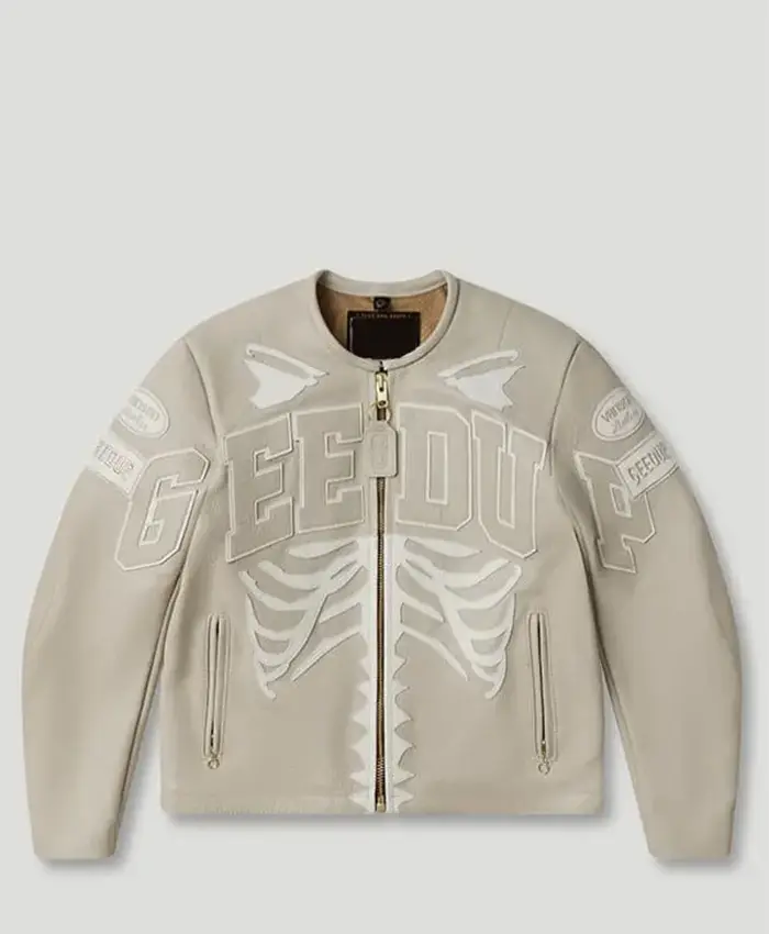 Geedup x Vanson Bones Leather Jacket Beige