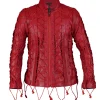 Hannah Montana Miley Cyrus Red Leather Jacket