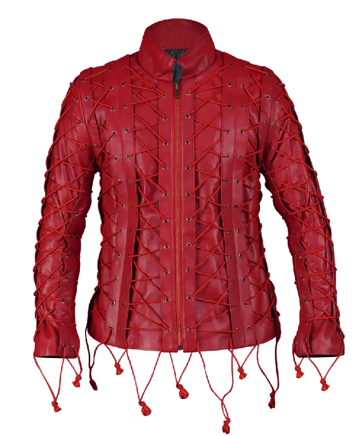 Hannah Montana Miley Cyrus Red Leather Jacket