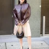 Isa Briones NYC 2026 Burgundy Leather Jacket