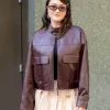 Isa Briones NYC 2026 Burgundy Leather Jacket For Sale