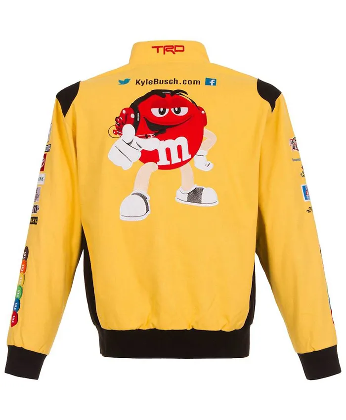 Kyle Busch M&Ms Full-Snap Yellow Twill Uniform Jacket Back