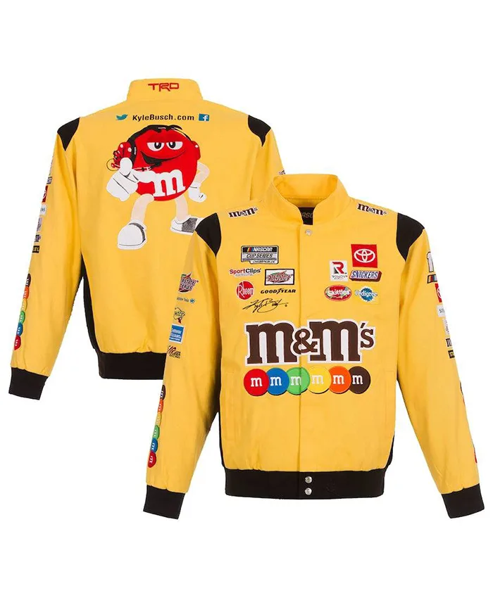 Kyle Busch M&Ms Full-Snap Yellow Twill Uniform Jacket