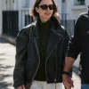 Lily Collins London 2026 Leather Jacket