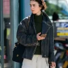 Lily Collins London 2026 Leather Jacket For Sale