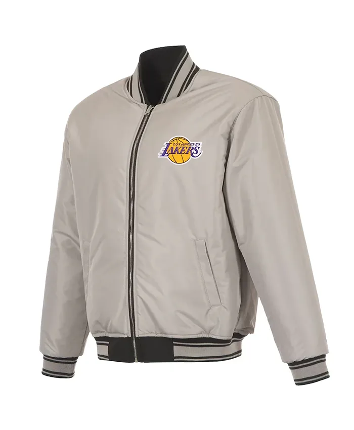 Los Angeles Lakers Reversible Full-Zip Flight Jacket Grey