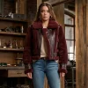 Maddie Marshals S01 Burgundy Leather Fur Jacket
