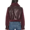 Maddie Marshals S01 Burgundy Leather Fur Jacket Back