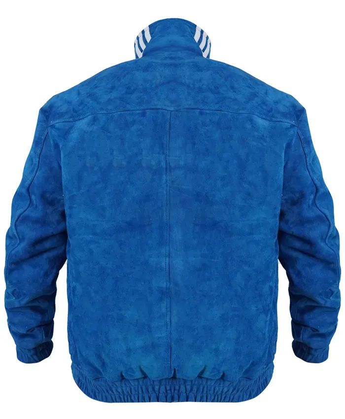 Manchester United Pre Match 2026 Adidas Chinese New Year Blue Suede Jacket Back
