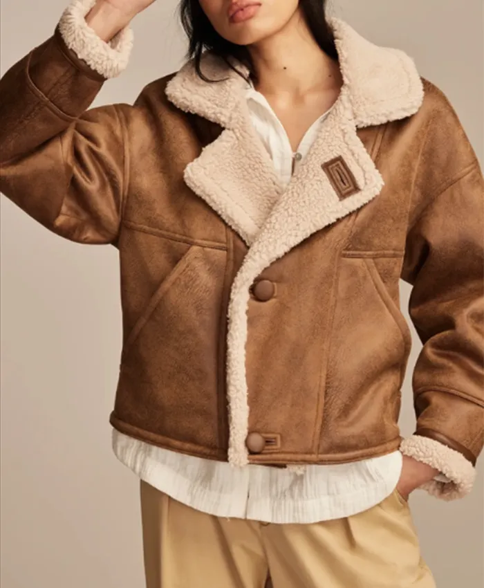 Marshals S01 Dolly Cognac Suede Moto Jacket For Sale