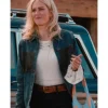 Marshals S01 Ellyn Jameson Leather Fringe Denim Jacket