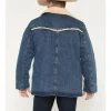 Marshals S01 Ellyn Jameson Sherpa Trim Denim Jacket Back
