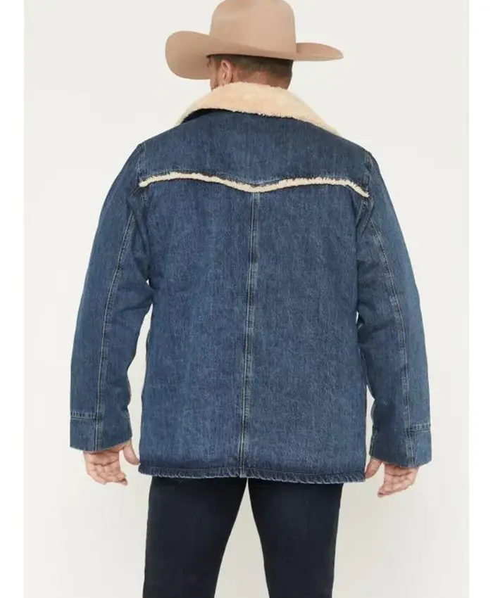 Marshals S01 Ellyn Jameson Sherpa Trim Denim Jacket Back