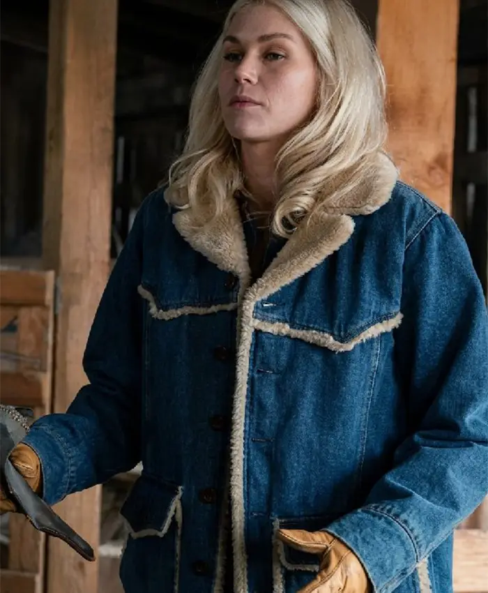 Marshals S01 Ellyn Jameson Sherpa Trim Denim Jacket