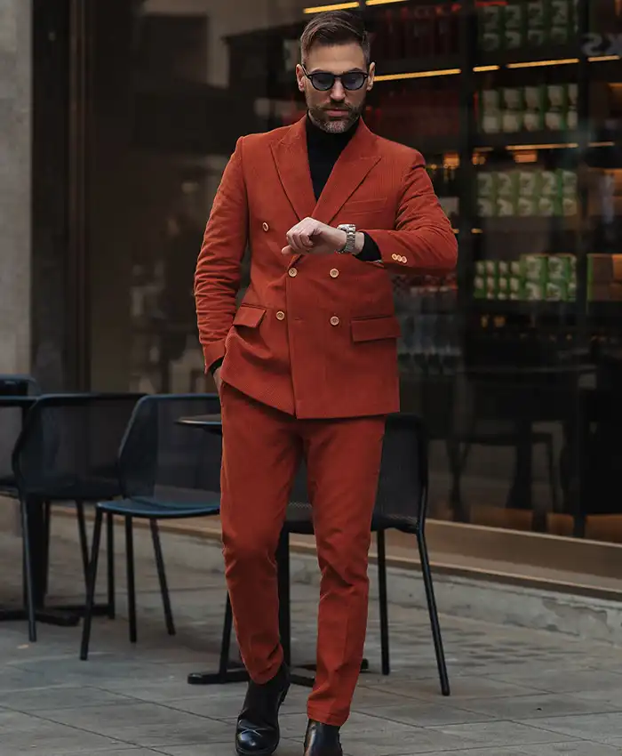 Men's Best Burnt Sienna Corduroy Suit For Sale