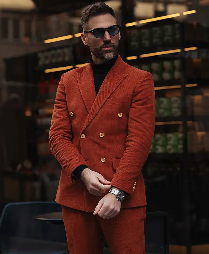 Men's Best Burnt Sienna Corduroy Suit
