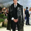 Met Gala 2026 Bill Skarsgard Black Leather Coat For Sale