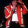 Michael Jackson Bad Tour Thriller Red Leather Jacket