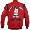 Red Michael Jackson Sailors 92 jacket with stylish varsity detailing and rib-knit trims