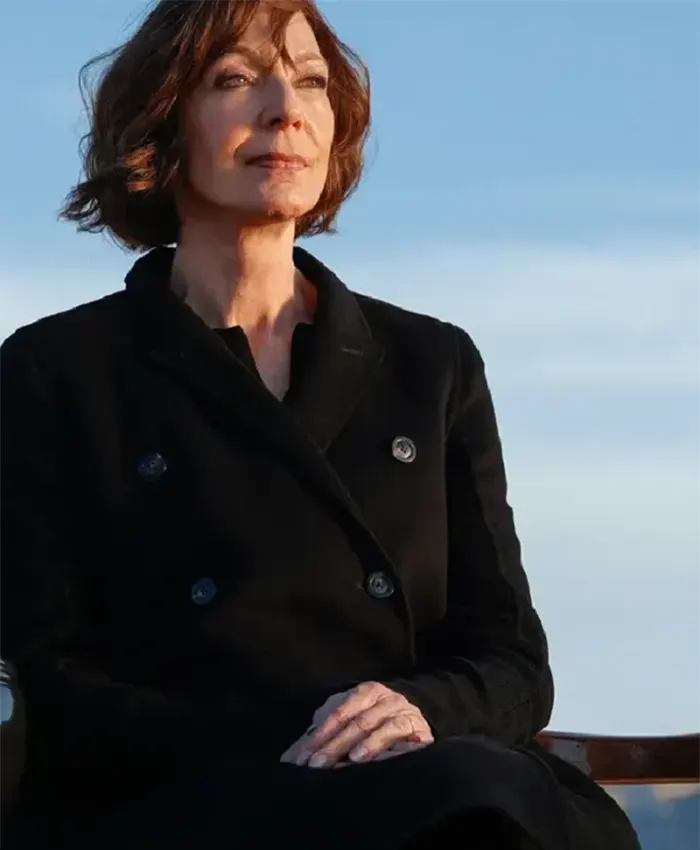 Miss You Love You Allison Janney Black Wool Coat Front