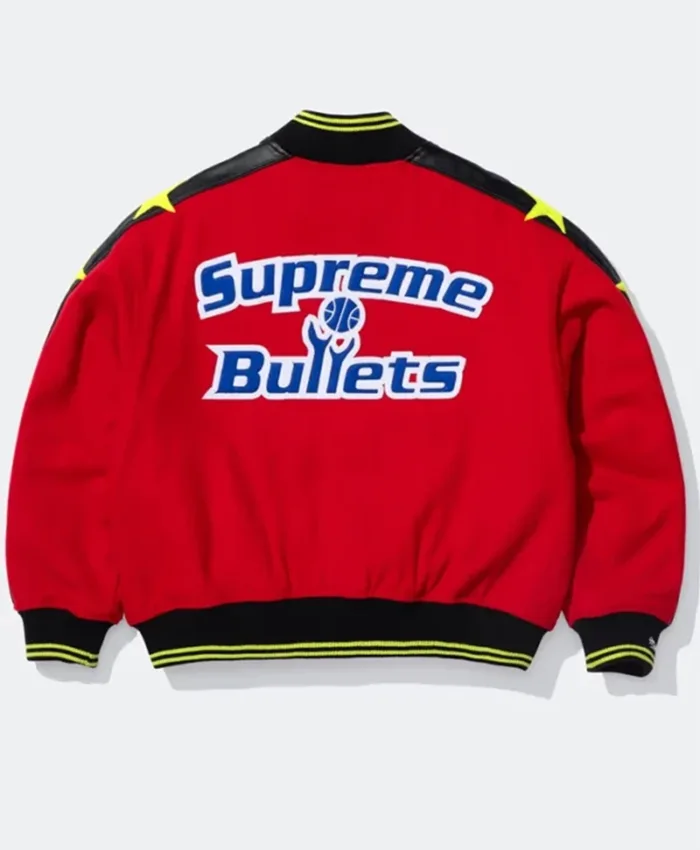 Mitchell & Ness x Supreme Bullets Red Jacket For Sale
