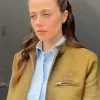 Molly Gordon NYC 2026 Brown Suede Jacket Front