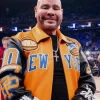 NY Knicks Fat Joe Orange and Black Leather Jacket