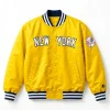 NY Yankees Dugout Satin Jacket Front