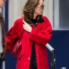 NYC Dakota Johnson Red Cotton Jacket For Sale
