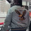 Oba Femi Grey Satin Bomber Jacket Back