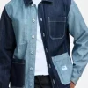 Off Campus Miles Gutierrez-Riley Two Tone Denim Jacket Front