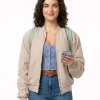 Off Campus S01 Ella Bright Beige Bomber Jacket