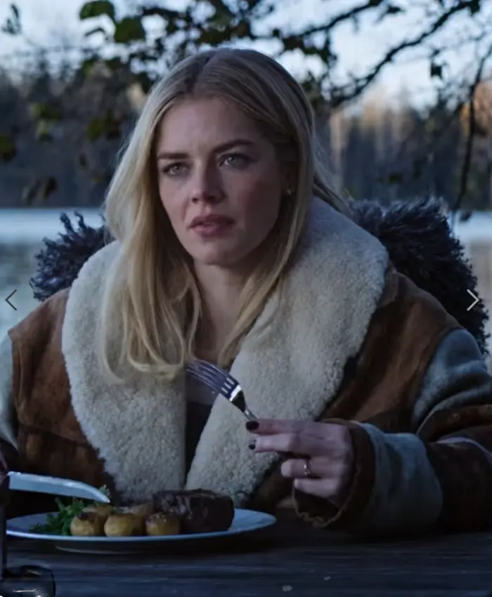 Over Your Dead Body Samara Weaving Coat Front