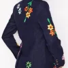 Prue Leith Floral Embroidery Blazer Back