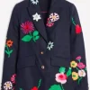 Prue Leith Floral Embroidery Blazer Front