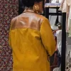 Rihanna Mustard Suede Leather Jacket Back