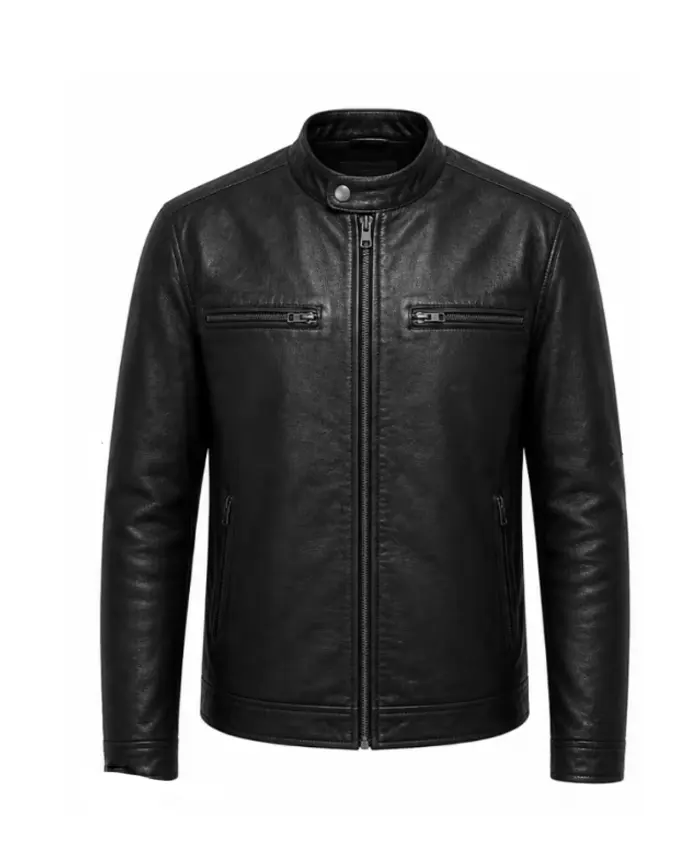 Starbright Gbenga Akinnagbe Black Leather Jacket Front