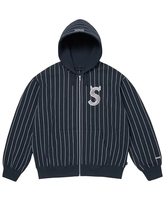 Supreme Devils Logo Stripped Hooded Jacket