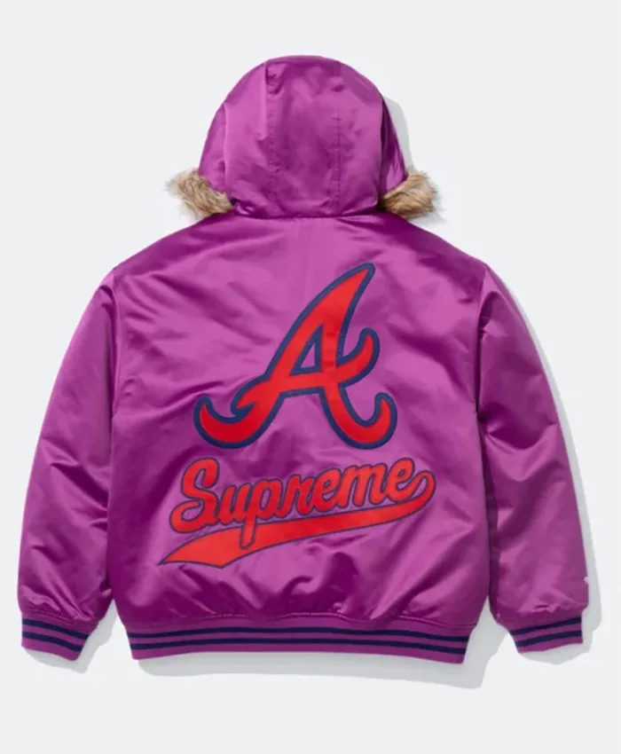 Supreme x Atlanta Braves Purple Jacket Back