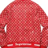Supreme x Louis Vuitton Leather Baseball Jacket For Sale
