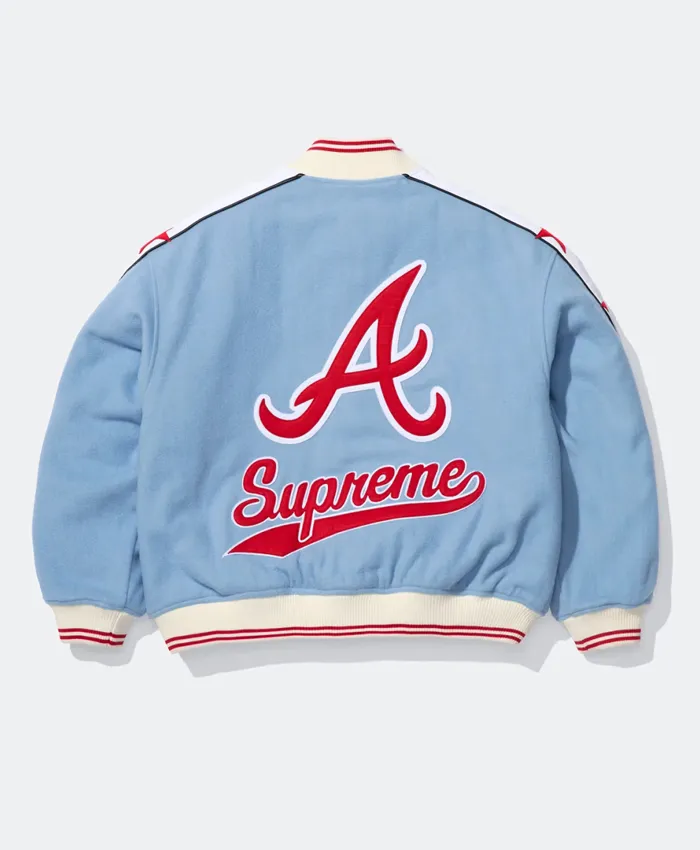 Supreme x Mitchell & Ness Atlanta Braves Varsity Jacket For Sale