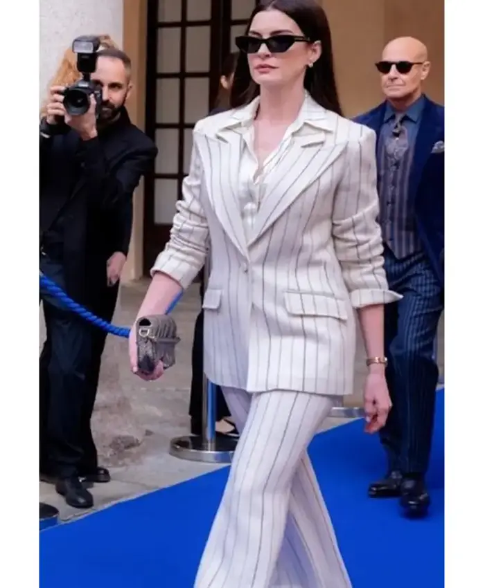The Devil Wears Prada 2 Anne Hathaway Pinstripe Blazer Front