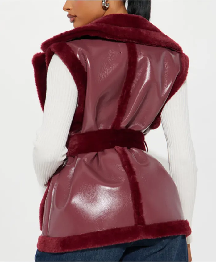 The Only Way Is Essex S36 Saffron Lempriere Red Fur Vest Back